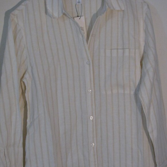 * Striped Dress NWT $59 XS Small MediumThe Drop 100% Linen Button Up Stripes - Picture 2 of 6